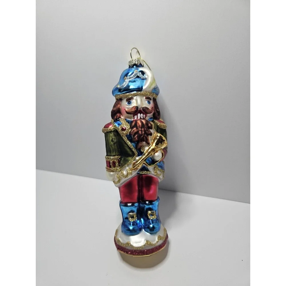 North Pole Trading Co 2010 Nutcracker Soldier Glass Christmas Ornament Crescent